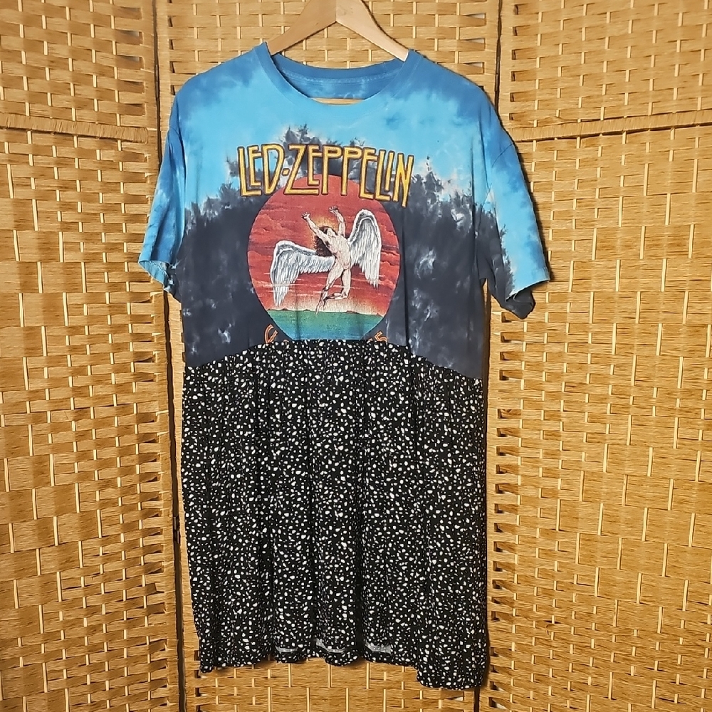 Led Zeppelin Upcycled Band Shirt Dress OS